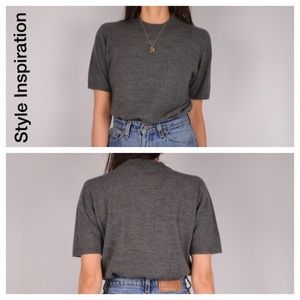 VINTAGE MOCK NECK GRAY SWEATER TOP